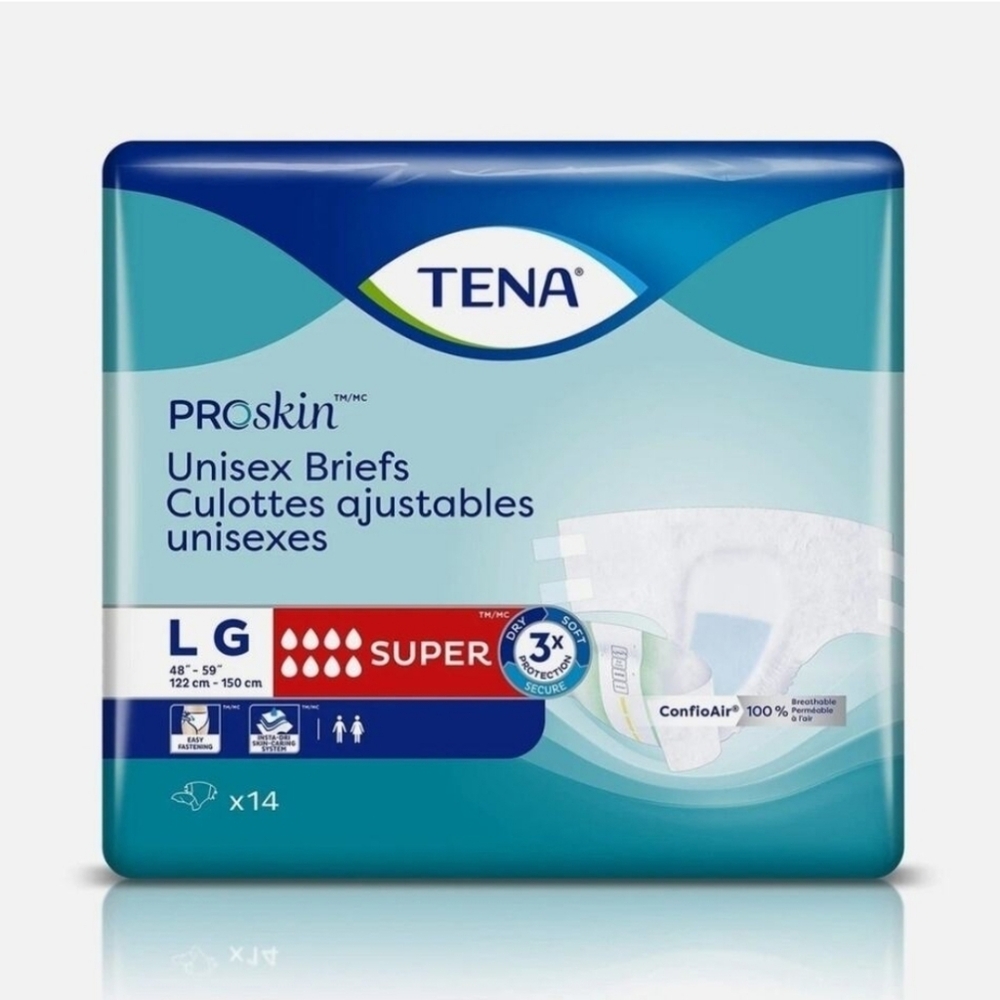 Incontinence Aids, Large Proskin Unisex Super Briefs, 14 Count, Waist 40"-59"